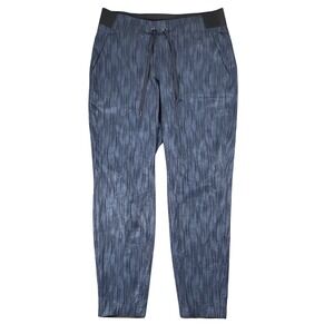 Athleta Women's Blue Striped Athletic Pants Size 6 Drawstring Waist Pockets